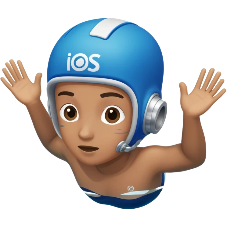 determined pool diver dives into a pool of confidence blue water underneath  emoji