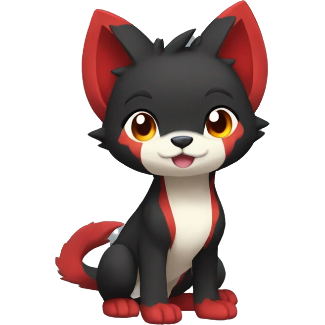 cute edgy black red animal hybrid Fakemon full body emoji