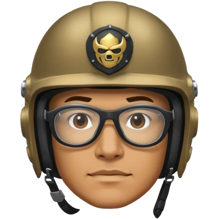man wearing baki raider helmet and glasses emoji