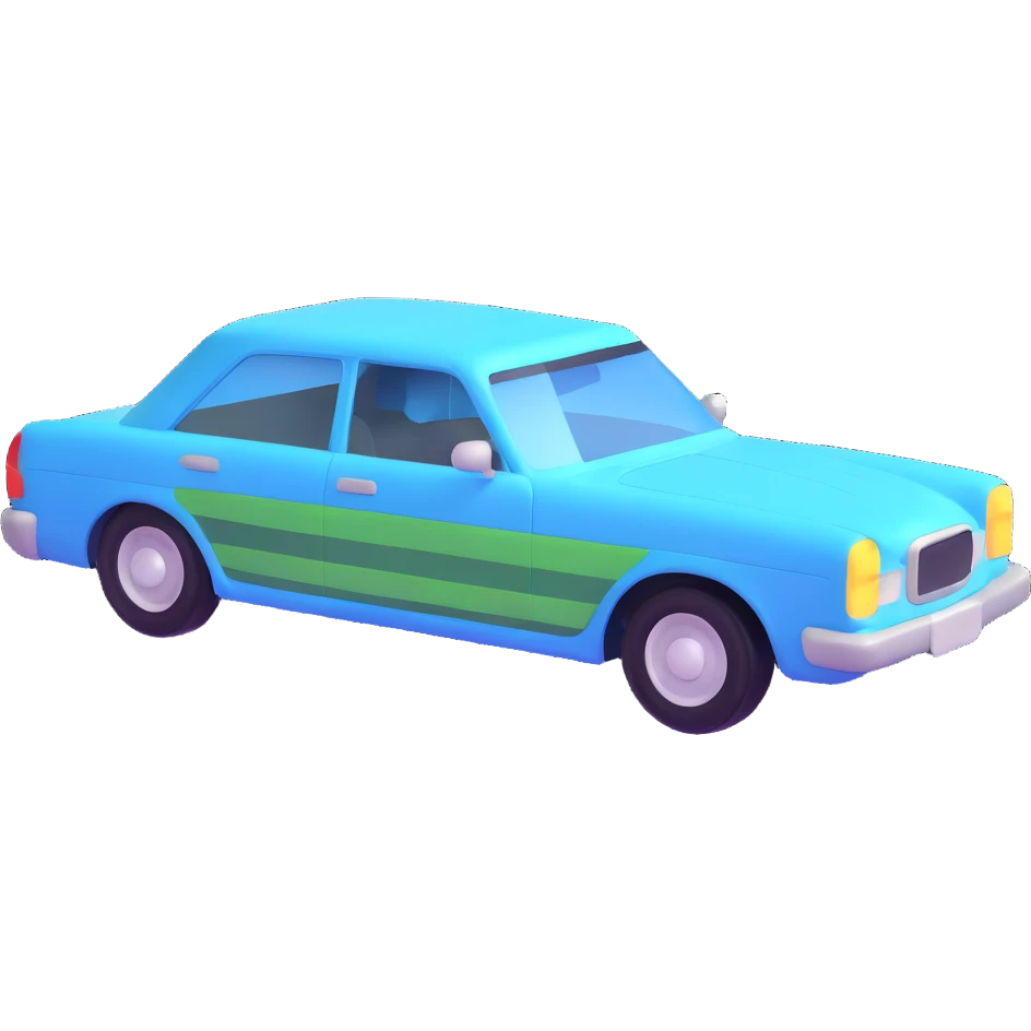 Make the transparent film stand out, floating and partially off the car, to show the application process, elegant 3D style emoji