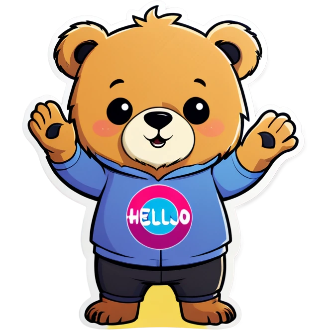 Bear saying hello emoji