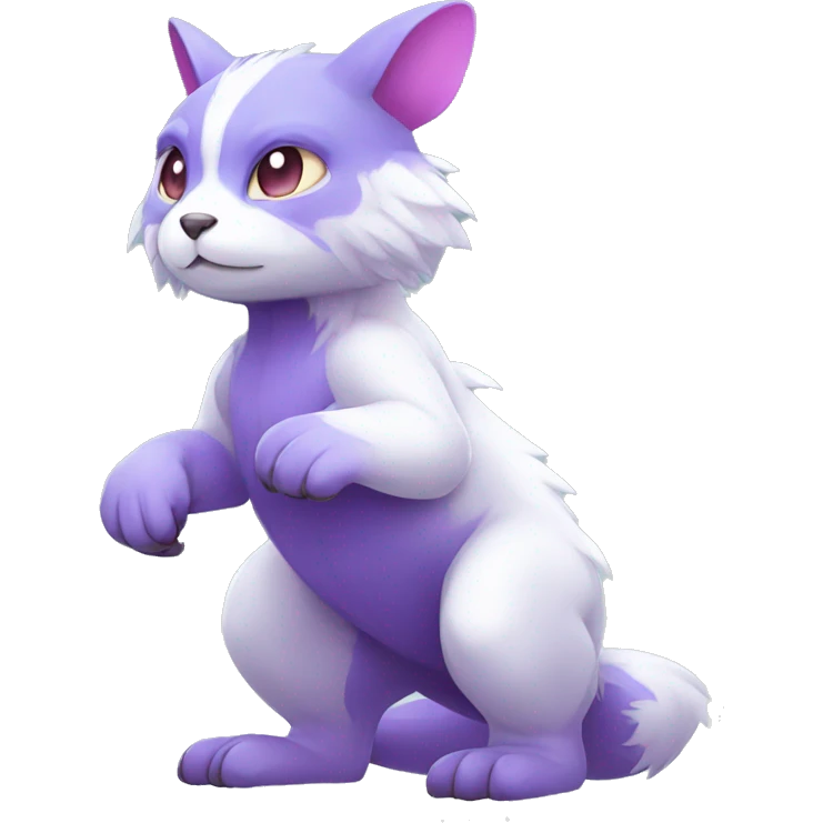 Cute cool white blue purple pink animal hybrid Fakemon full body emoji