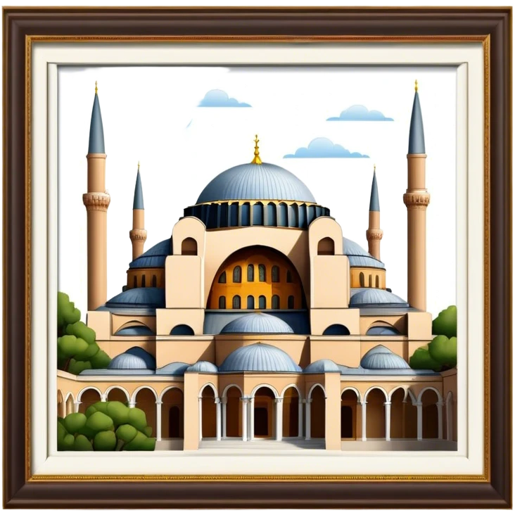 Cinematic Realistic Hagia Sophia Landmark Emoji, depicted with the majestic historic architecture rendered with intricate detail and dramatic, timeless lighting. emoji