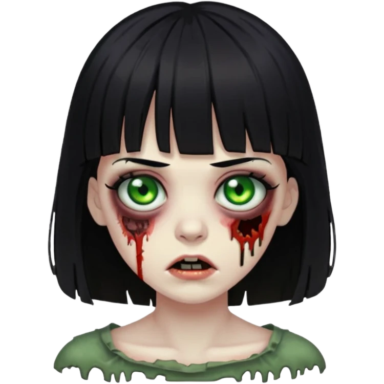 Zombie woman with bangs and black hair emoji