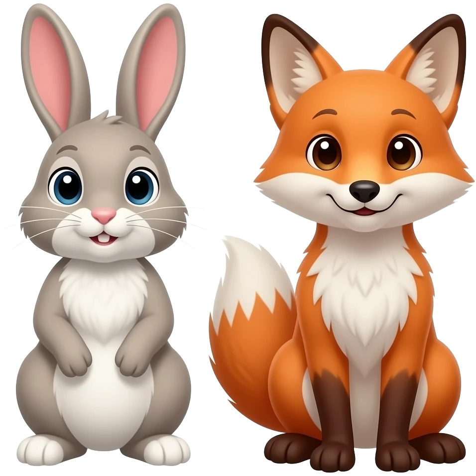 emoji rabbit and fox emoji
