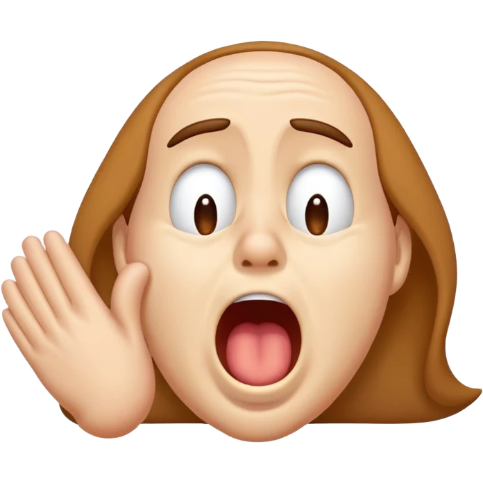 face with droopy eyes, hand over mouth, yawning emoji