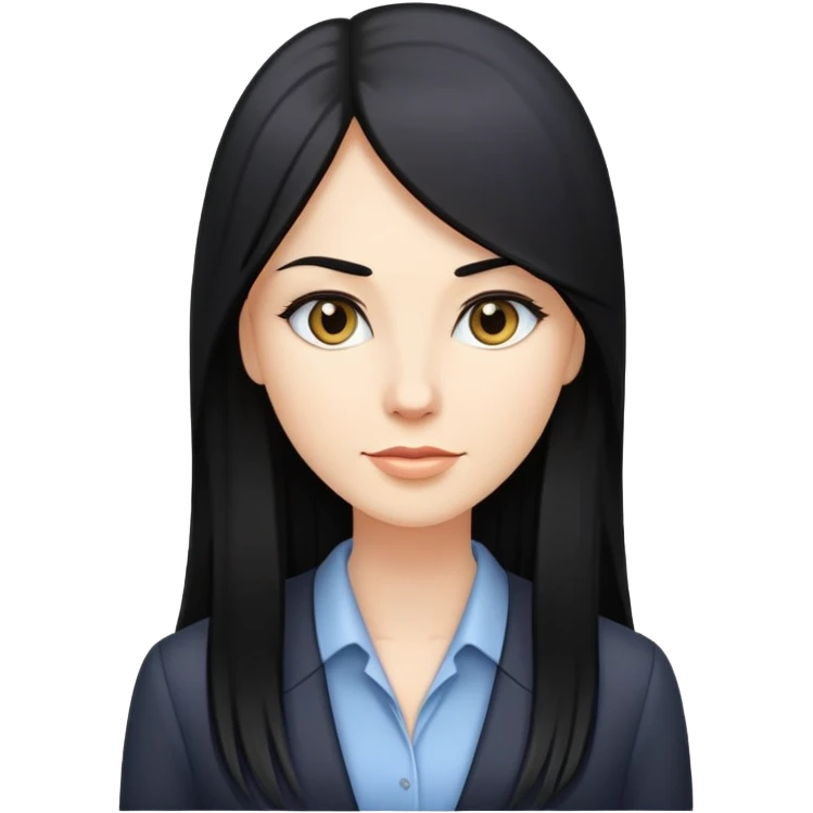 business woman long straight caucasian long black hair emoji