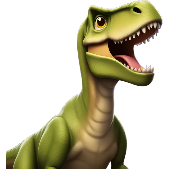 T-Rex in anticipation in front of a movie screen emoji