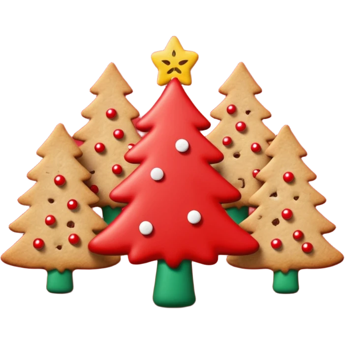 Christmas wallpaper with emoji trees cookies chilling all in red colour emoji