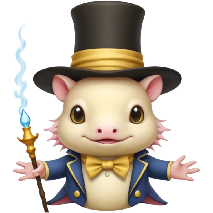 light yellow axolotl with magician hat emoji