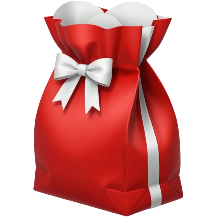 red christmas bag with white bow emoji