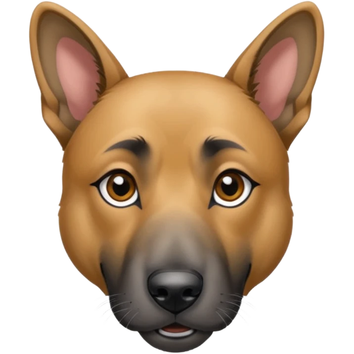 chien croisé malinois , yeux gris et poils mi long et gris emoji