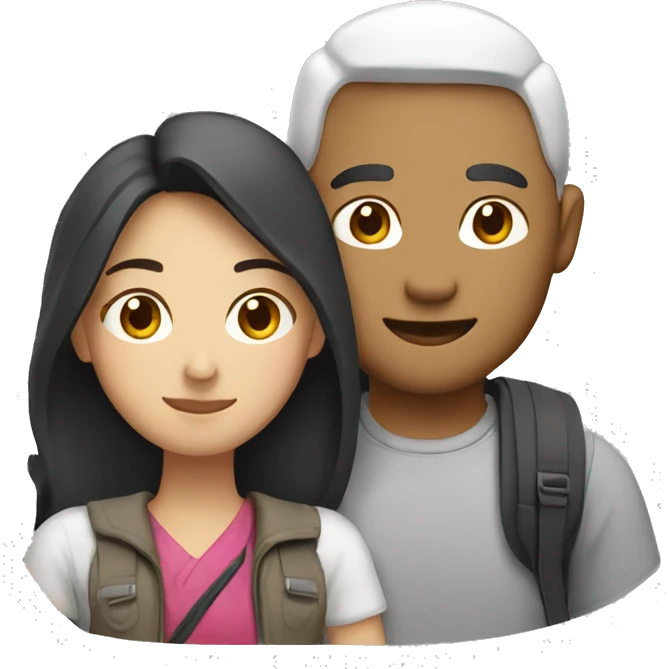 A half white half Asian couple traveling  emoji