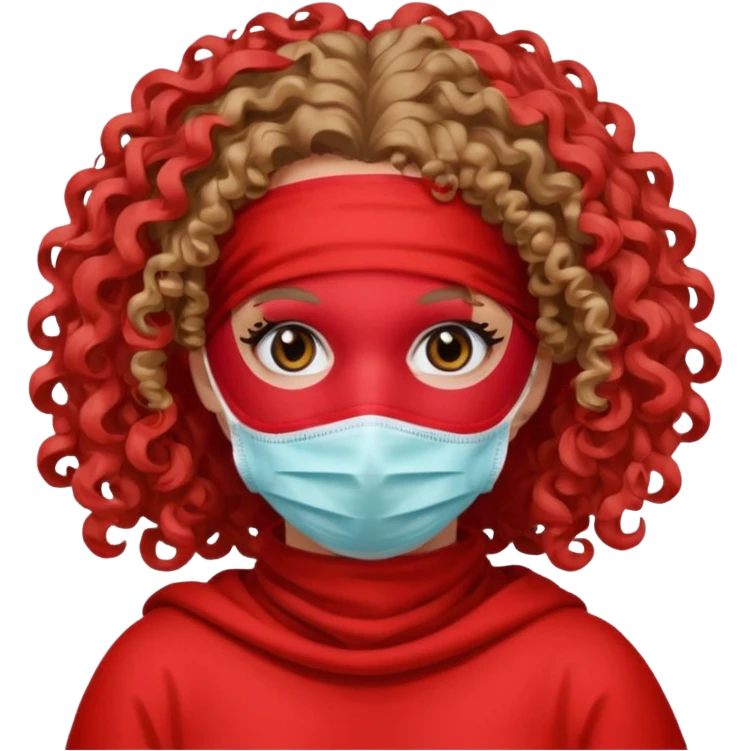 Lilith symbol seductress evil surgeon. Hair curly, long, and brown. Red surgical mask and hair covering. She works for cartel and kills with a scalpel. , evil surgeon  emoji