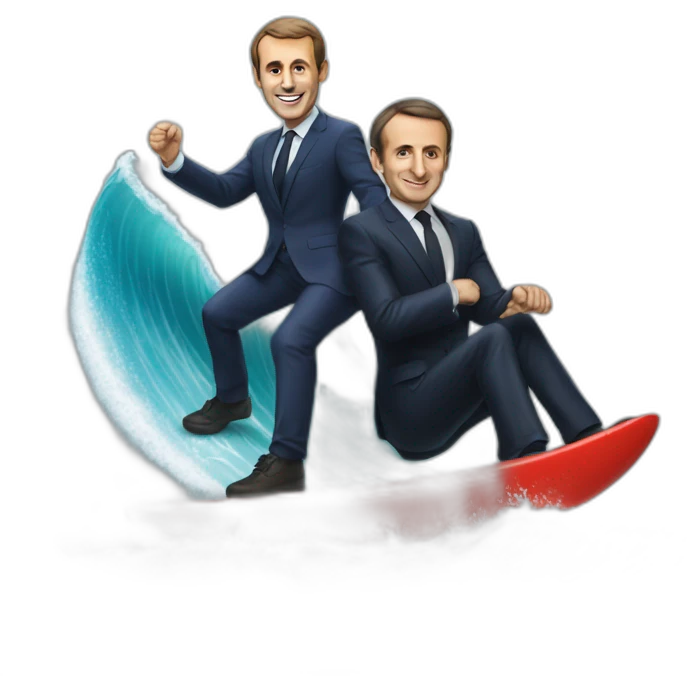 Macron surfing with zemmour emoji