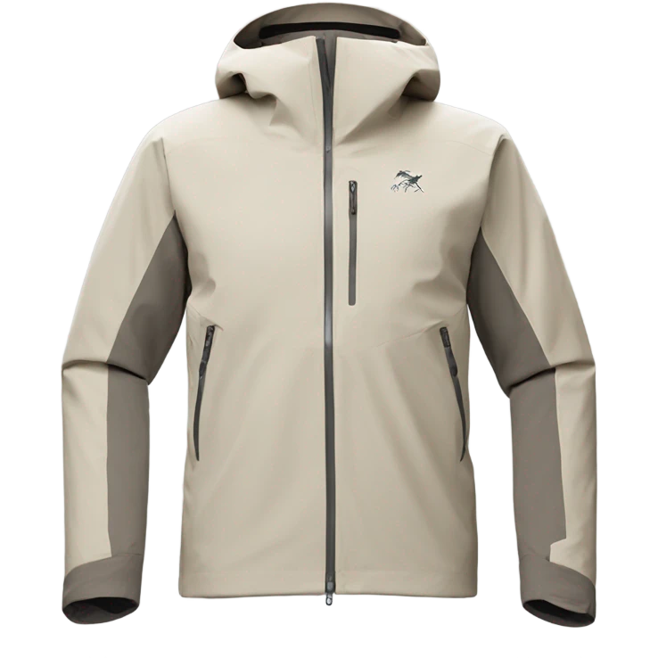 beige white Arcteryx jacket with no hood emoji