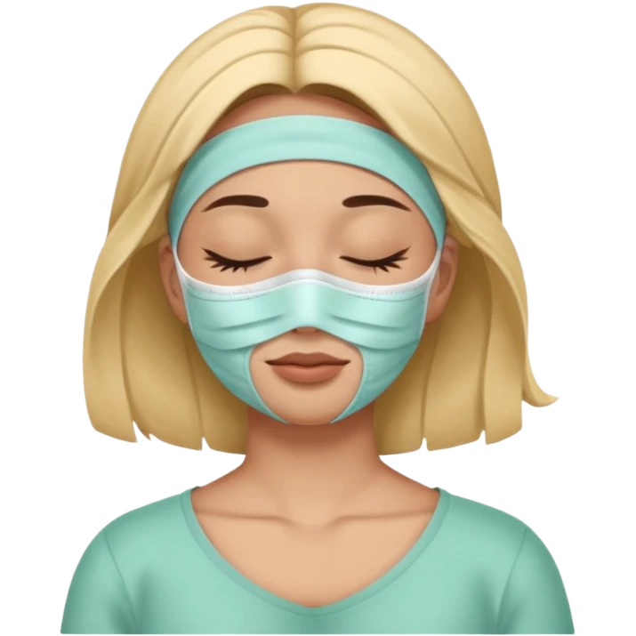 Lady with face mask spa beauty full face relaxing emoji