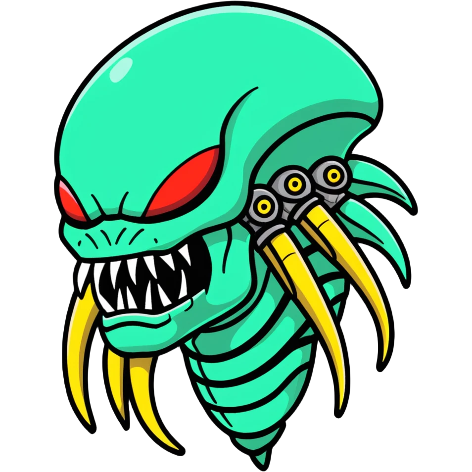 Predator alien with mandibles and dreadlocks emoji
