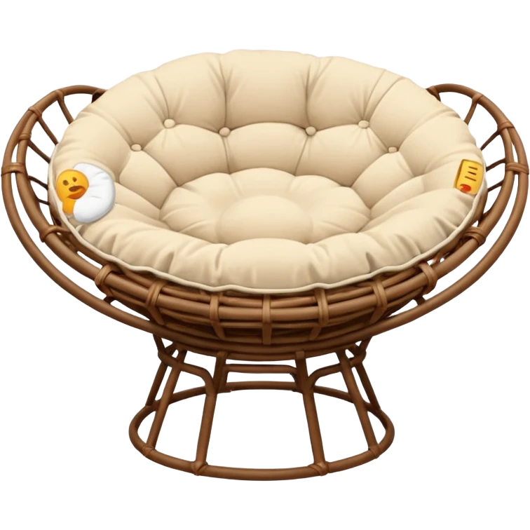 Light brown Papasan chair with cream cushion emoji