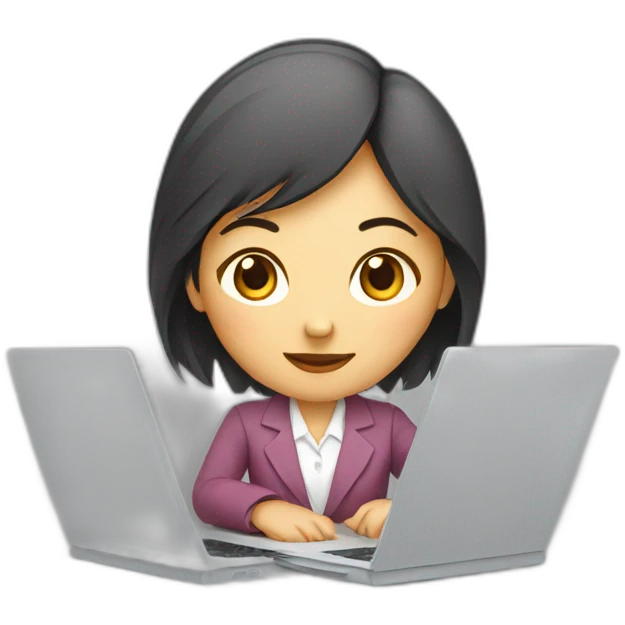 young-asian-office-woman-working-behind-laptop emoji