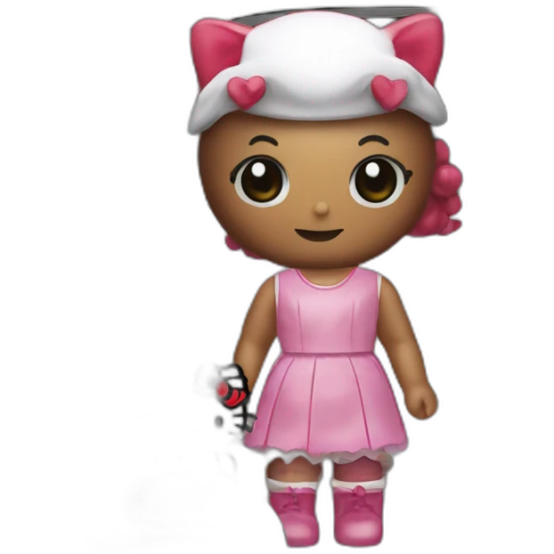 hello kitty with raw meatballs in a bmw m5cs emoji