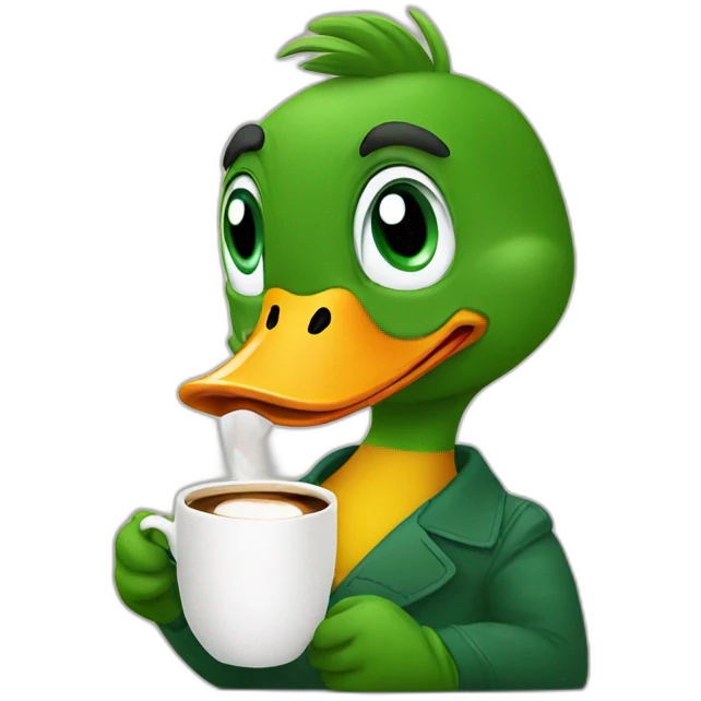 Duck drinking coffee emoji