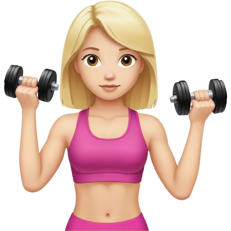 blonde girl holding dumbbells emoji
