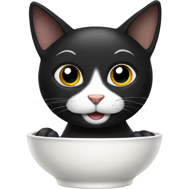 black cat with a bowl emoji