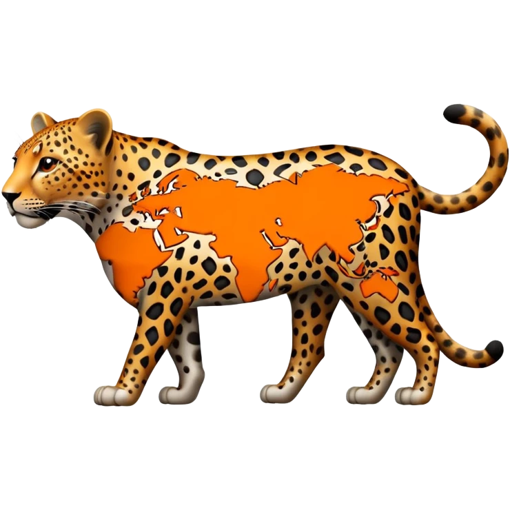 leopard with the worlds map instead of dots on his fur emoji