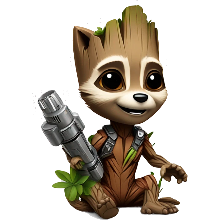 baby groot and rocket racoon emoji