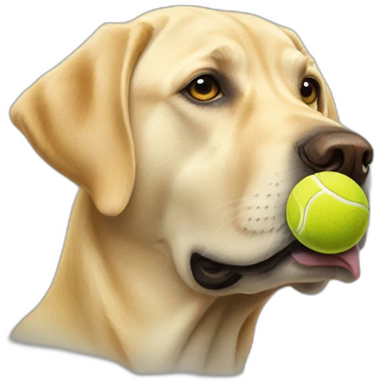 a yellow labrador with a tennis ball in the mouth emoji