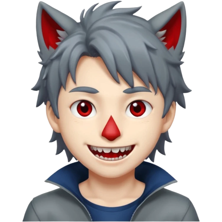 Wolf Anime Boy Red Smile emoji