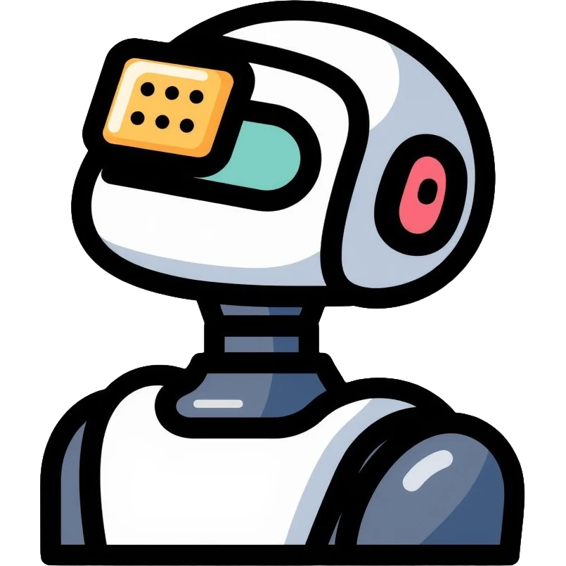 Robot with visible AI processor chip in its brain emoji