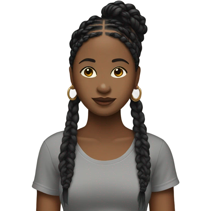 black woman with black boho braids and baby tee emoji