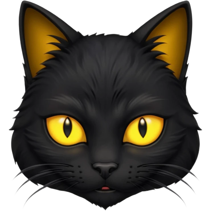 profile of scary black cat with fur raised and back arched emoji