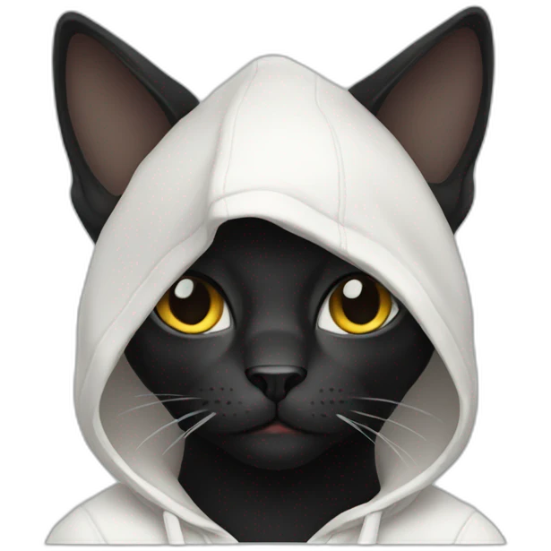 full black cat in white hoodie emoji