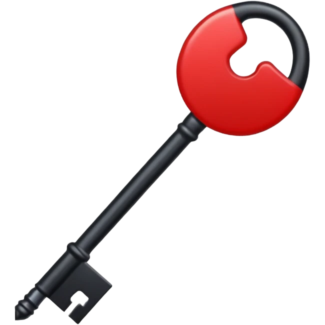 iOS sticker, dark key, black metal, red hole, minimal emoji