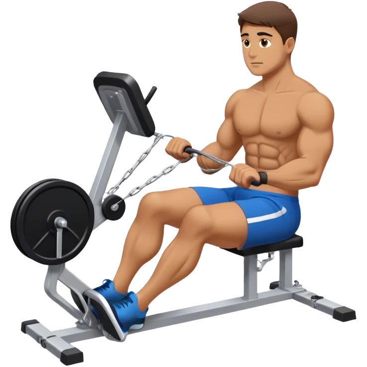 man doing seated cable-rows machine exercise emoji