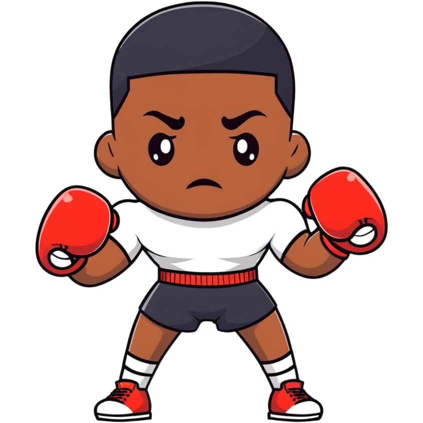 Passport photo portrait of a young 19-year-old Black male boxer, formal front-facing pose, neutral background, athletic build emoji
