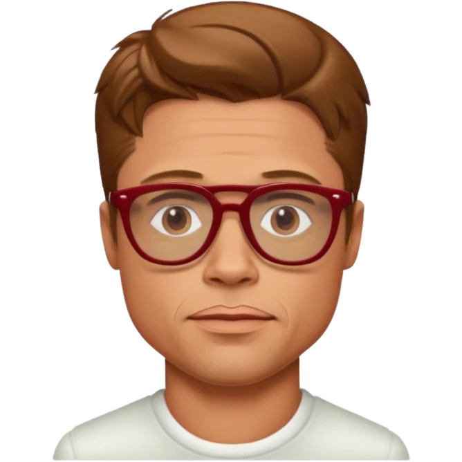 Brad Pitt, wearing dark red glasses emoji