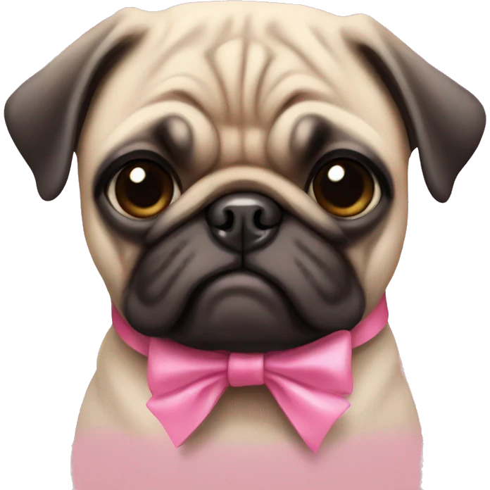 Pug with pink bow  emoji