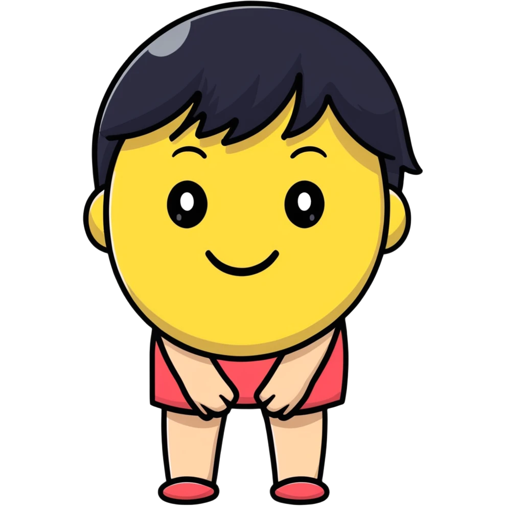 simple embarrassed white smiley with black hair emoji