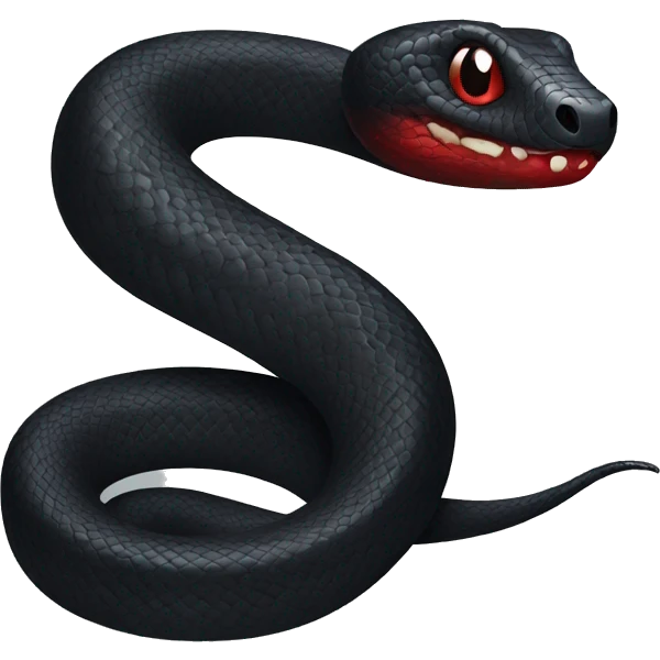 Moving Black snake with red belly detailed emoji