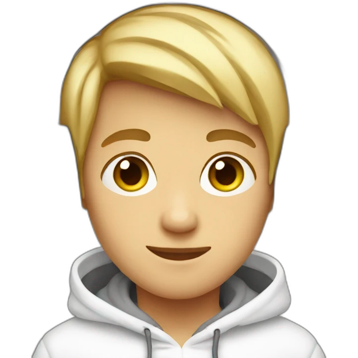 boy with a white hoodie wearing headphones  emoji