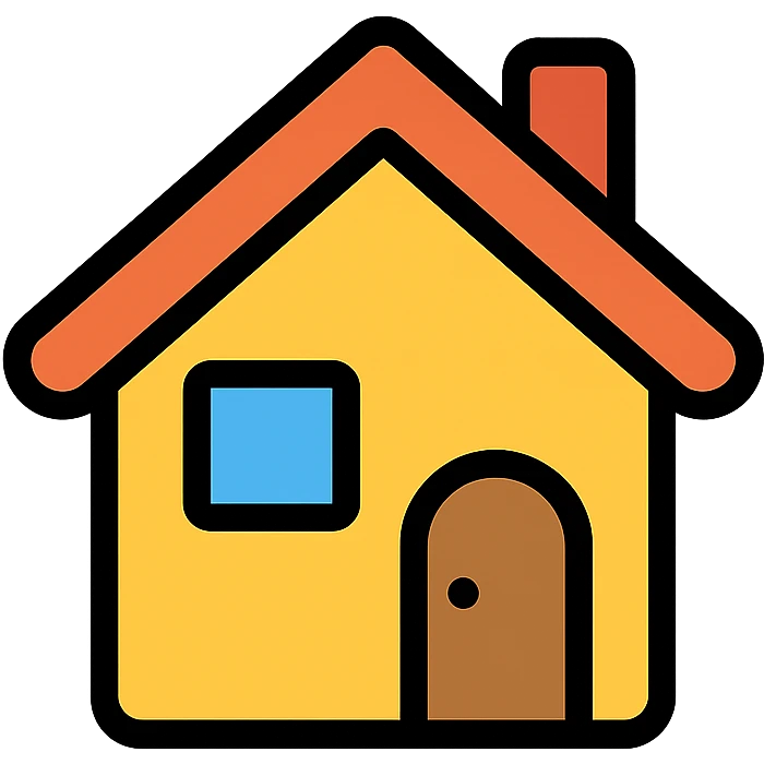 house, lineal color icon with black outlines emoji