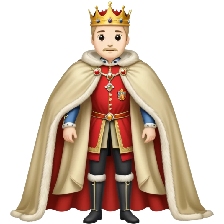 Full body of Carlos I of Spain, Habsburg king standing in royal attire with crown, cape, and prominent jaw emoji