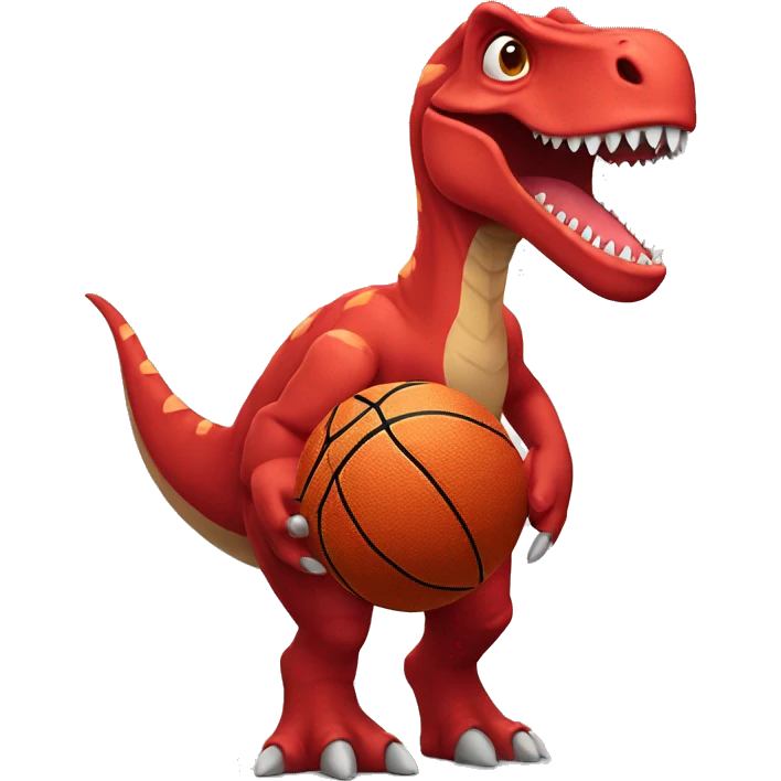 red dinosaur with basketball emoji