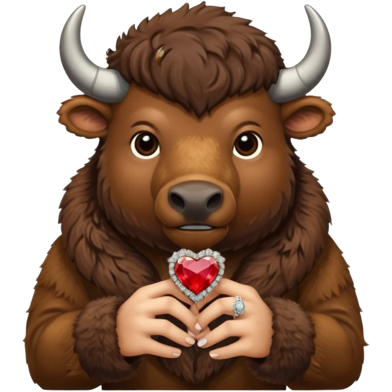 Bison proposing with engagement ring emoji