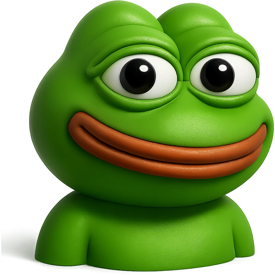 make a pepe in bright green smiling and looking straight at the camera in 3d style, good highlights and shadows, drop shadows

pepe in
- 3d style
- bright green
- smiling
- looking straight at the camera
- good highlights and shadows emoji