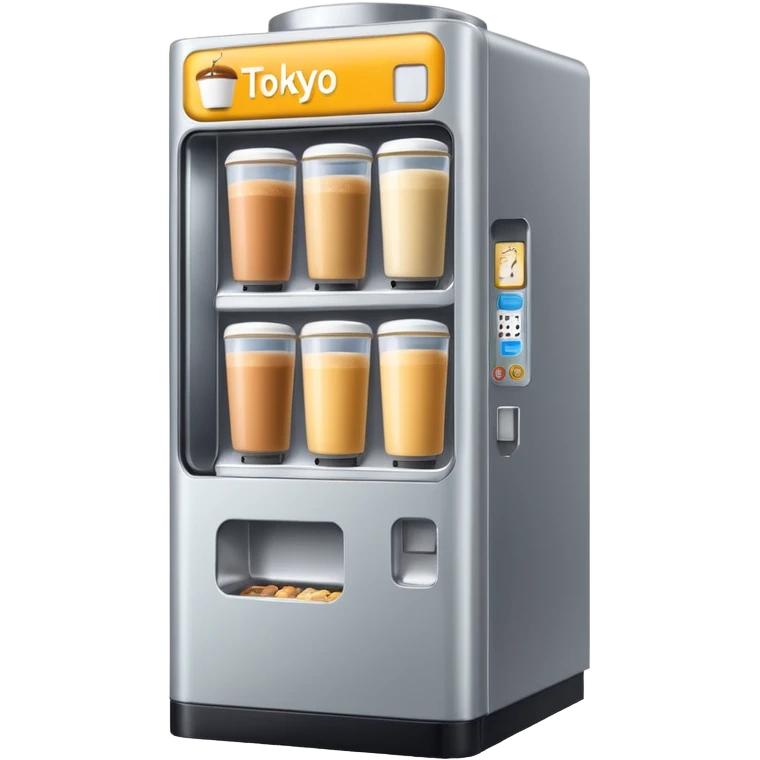 tokyo vending machine with milk tea emoji